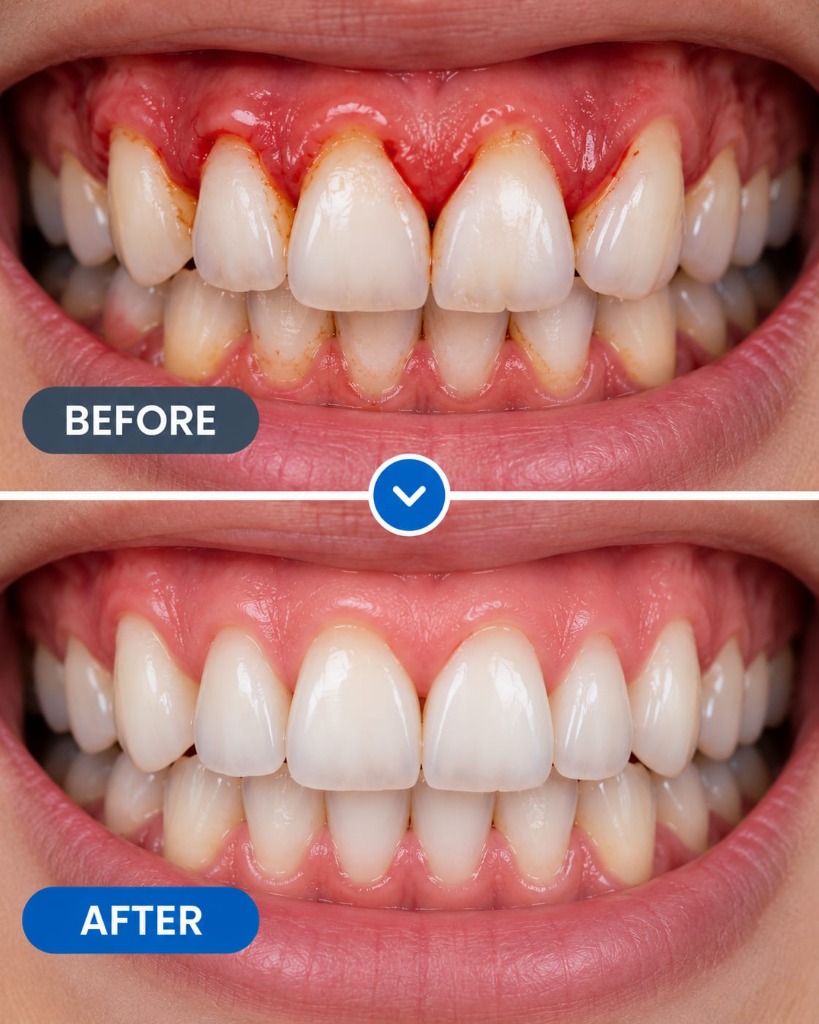 Gum health and periodontal treatment before and after result at Dental Care Khagaria